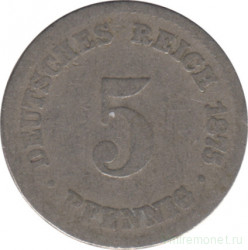 Монета. Германия (Германская империя 1871-1922). 5 пфеннигов 1875 год. (C).