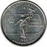 Монета. США. 25 центов 1999 год. Штат № 2 Пенсильвания.