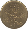 Монета. Италия. 20 лир 2000 год. ав.