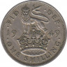 Монета. Великобритания. 1 шиллинг (12 пенсов) 1949 год. Английский. ав.