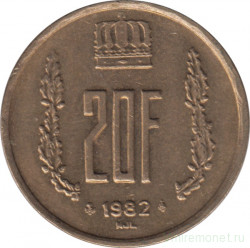 Монета. Люксембург. 20 франков 1982 год. 