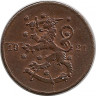 Монета. Финляндия. 1 пенни 1921 год. ав