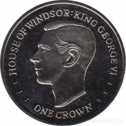 Монета. Фолклендские острова. 1 крона 2017 год. 100 лет Виндзорской династии. Георг VI.
