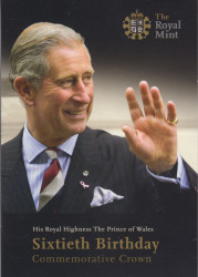 Монета. Великобритания. 5 фунтов 2008 год. 60 лет со дня рождения принца Чарльза. В буклете.