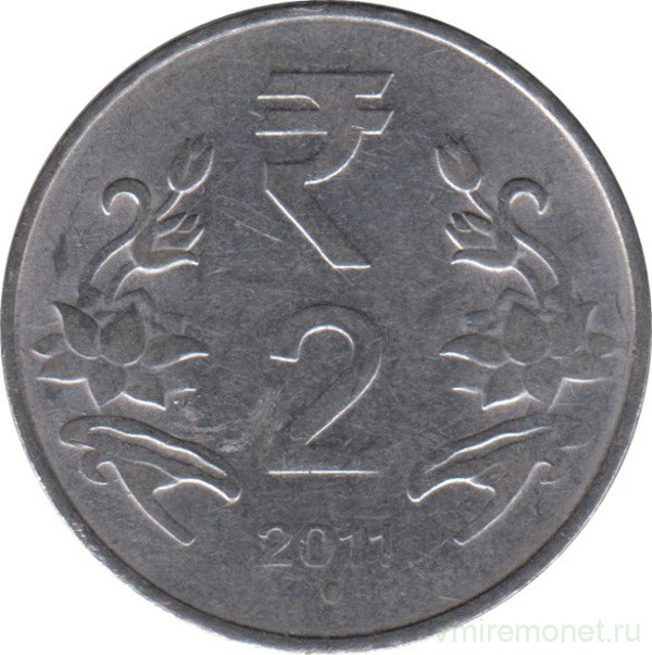 Монета. Индия. 2 рупии 2011 год. Новый тип.