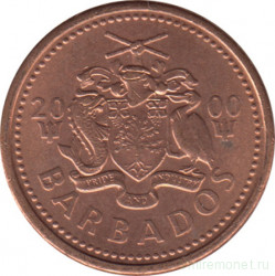 Монета. Барбадос. 1 цент 2000 год.