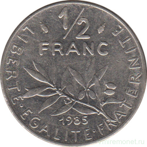 Монета. Франция. 1/2 франка 1985 год.