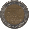 Монета. Чили. 500 песо 2015 год. ав.