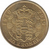  Монета. Дания. 20 крон 2010 год. 70 лет королеве Маргарете II. ав.
