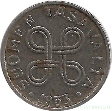 Монета. Финляндия. 1 марка 1953 год. Железо.