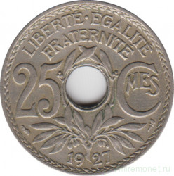 Монета. Франция. 25 сантимов 1927 год.
