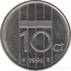 Монета. Нидерланды. 10 центов 1996 год.