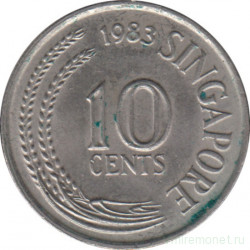 Монета. Сингапур. 10 центов 1983 год.