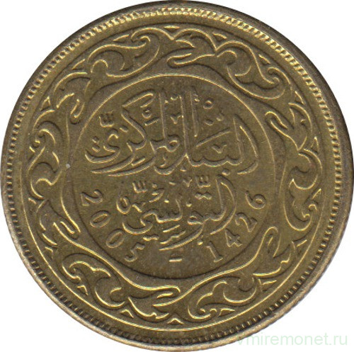 Монета. Тунис. 10 миллимов 2005 год.