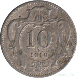 Монета. Австро-Венгерская империя. 10 геллеров 1910 год.