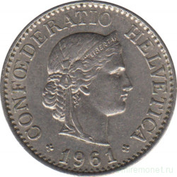 Монета. Швейцария. 10 раппенов 1961 год.