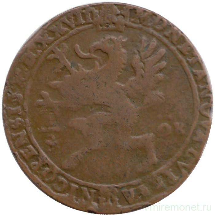 Монета. Швеция. 1/2 эре 1627 год. 