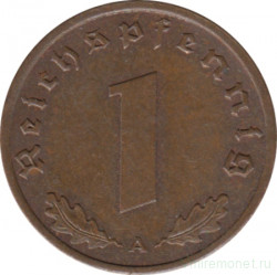 Монета. Германия. Третий Рейх. 1 рейхспфенниг 1938 год. Монетный двор - Берлин (А).