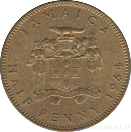 Монета. Ямайка. 1/2 пенни 1964 год.