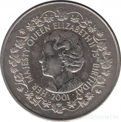 Монета. Фолклендские острова. 50 пенсов 2001 год. 75 лет со дня рождения Королевы Елизаветы II.