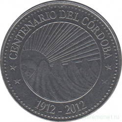 Монета. Никарагуа. 5 кордоб 2012 год. 100 лет кордобе.