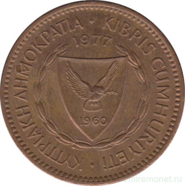 Монета. Кипр. 5 милей 1977 год.