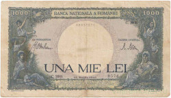 Банкнота. Румыния. 1000 лей 1943 год. Тип 52a(2).