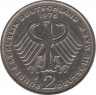 Монета. ФРГ. 2 марки 1976 год. Теодор Хойс. Монетный двор - Штутгарт (F). рев.