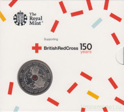 Монета. Великобритания. 5 фунтов 2020 год. 150 лет Британскому Красному кресту. В буклете.