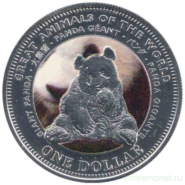 Монета. Фиджи. 1 доллар 2009 год. Великие животные мира - Панда.
