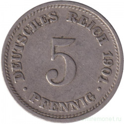 Монета. Германская империя. 5 пфеннигов 1901 год. (D).