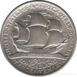 Монета. США. 50 центов 1936 год. 300 лет Лонг-Айленду.