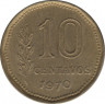 Монета. Аргентина. 10 сентаво 1970 год. ав.