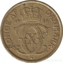 Монета. Дания. 1/2 кроны 1940 год.