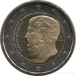 Монета. Греция. 2 евро 2013 год. 2400 лет академии Платона.