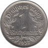 Монета. Германия. Третий Рейх. 1 рейхсмарка 1937 год. Монетный двор - Берлин (А). ав. 
