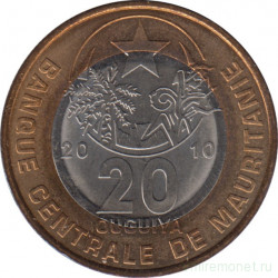 Монета. Мавритания. 20 угий 2010 год.
