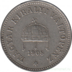Монета. Венгрия. 10 филлеров 1908 год.