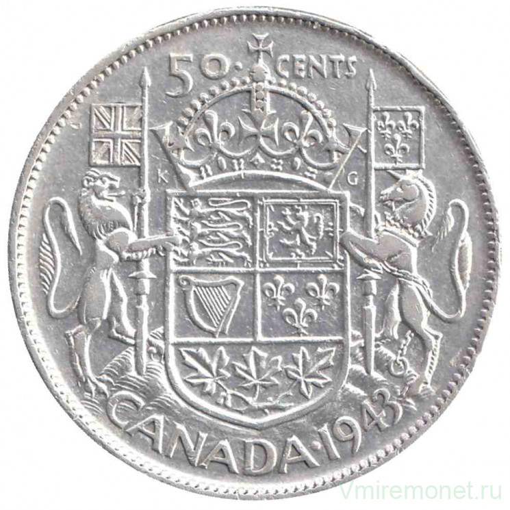 Монета. Канада. 50 центов 1943 год. 