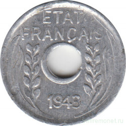 Монета. Французский Индокитай. 1 сантим 1943 год.