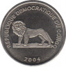 Монета. Конго. 1 франк 2004 год. Животные. Золотая кошка. рев.