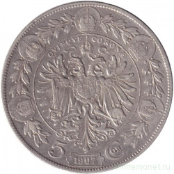 Монета. Австро-Венгерская империя. 5 крон 1907 год. Австрийский тип.