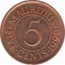 Монета. Маврикий. 5 центов 1990 год. ав.