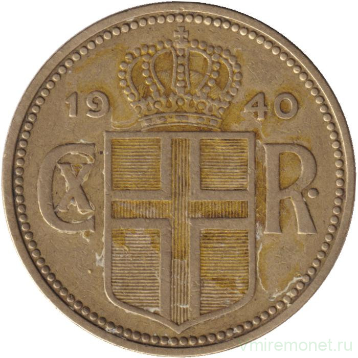 Монета. Исландия. 2 кроны 1940 год.