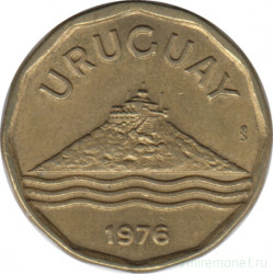 Монета. Уругвай. 20 сентесимо 1976 год.