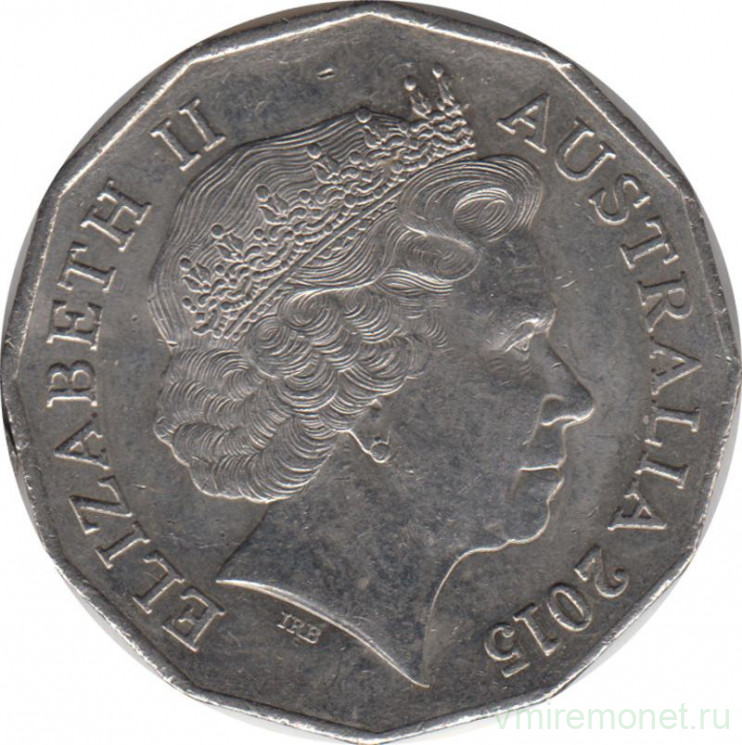 Монета. Австралия. 50 центов 2015 год.