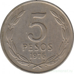 Монета. Чили. 5 песо 1976 год.