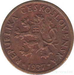 Монета. Чехословакия. 10 геллеров 1937 год.