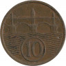 Монета. Чехословакия. 10 геллеров 1937 год. рев.