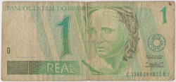 Банкнота. Бразилия. 1 реал 1997 - 2003 года. Тип 243Aе.